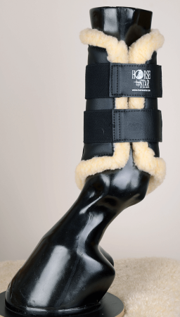 Preview: Horse Star Dressurgamasche Faux Fur mit Klettverschluss, schwarz