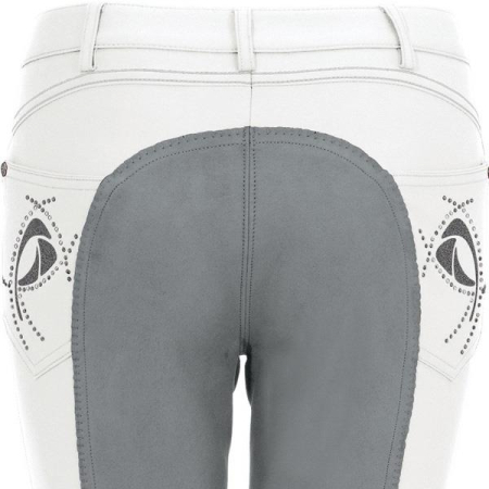 Preview: Pikeur Reithose Piana Kontrast McCrown Ganzbesatz - weiss