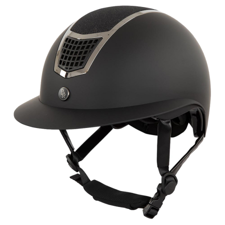 Preview: BR Riding Helmet Lambda Plus Glitter - Big Visor - Schwarz/Gunmeta