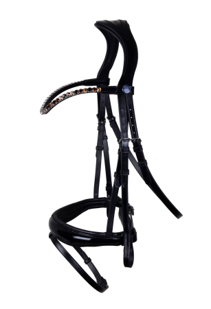 Preview: Horse Star Trense Dublin, schwarz/schwarz mit Gebissringausschnitt mit Lack