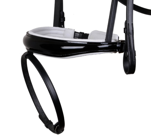 Preview: Horse Star Trense Dublin, schwarz/weiß mit Gebissringausschnitt mit Lack