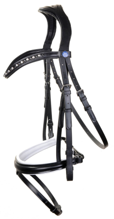 Preview: Horse Star Trense Dublin Schwarz - Nasenriemen weiß unterlegt