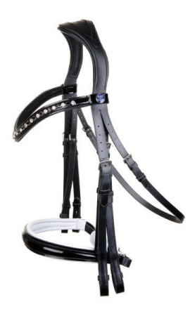 Preview: Horse Star Kandare Oslo, schwarz/weiß unterlegt, lack