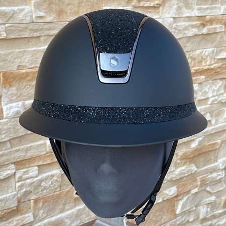Preview: Samshield Reithelm Miss Shield 2.0 Shadowmatt Black - inkl. Inlay - Top & Frontalband Crystal Fabric Swarovski Black