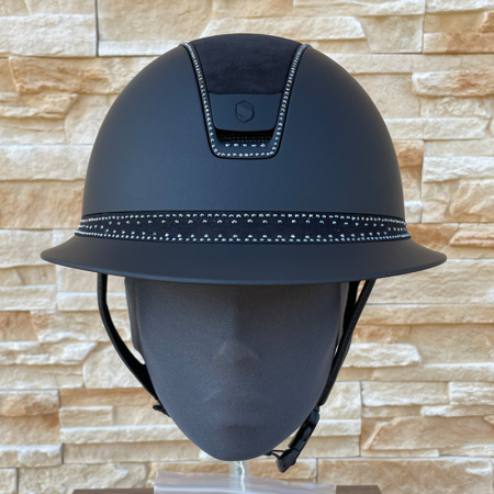 Preview: Samshield Reithelm Miss Shield 2.0 Shadowmatt Black - inkl. Inlay - Top Alcantara, Trim 300 Swarovskis & Frontalband Tiara Black