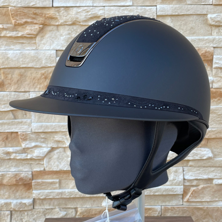 Preview: Samshield Reithelm Miss Shield 2.0 Shadowmatt Black - inkl. Inlay - Top & Frontalband Crystal Bloom Black