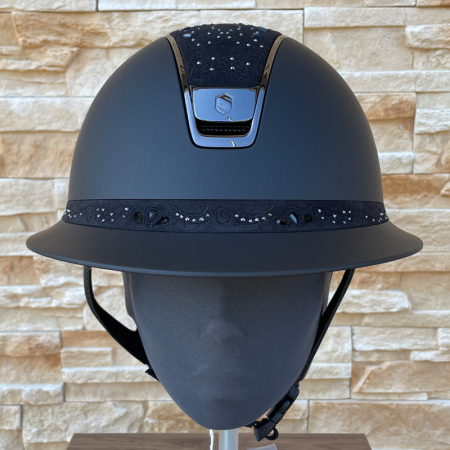 Preview: Samshield Reithelm Miss Shield 2.0 Shadowmatt Black - inkl. Inlay - Top & Frontalband Crystal Bloom Black