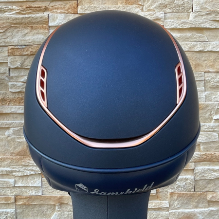 Preview: Samshield Reithelm Miss Shield 2.0 Shadowmatt Blue - inkl. Inlay - Trim & Blason Rosegold