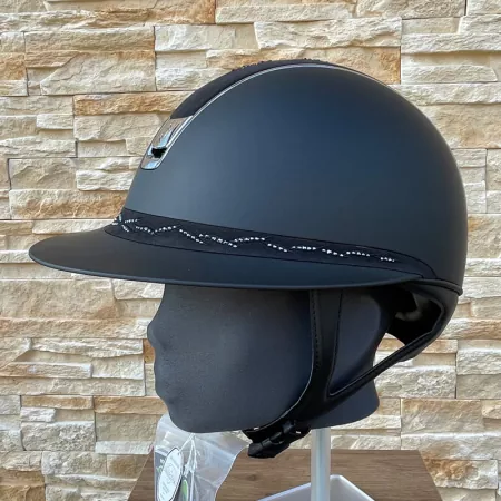 Samshield Reithelm Miss Shield 2.0 Shadowmatt Black - inkl. Inlay, Top & Frontalband Alcantara Flower Swarovski Black