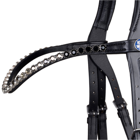 Preview: Horse Star Trense Oxford, schwarz/weiss unterlegt, lack