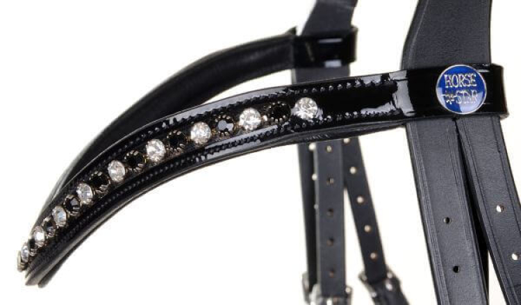 Preview: Horse Star Kandare Oslo, schwarz/schwarz unterlegt, lack