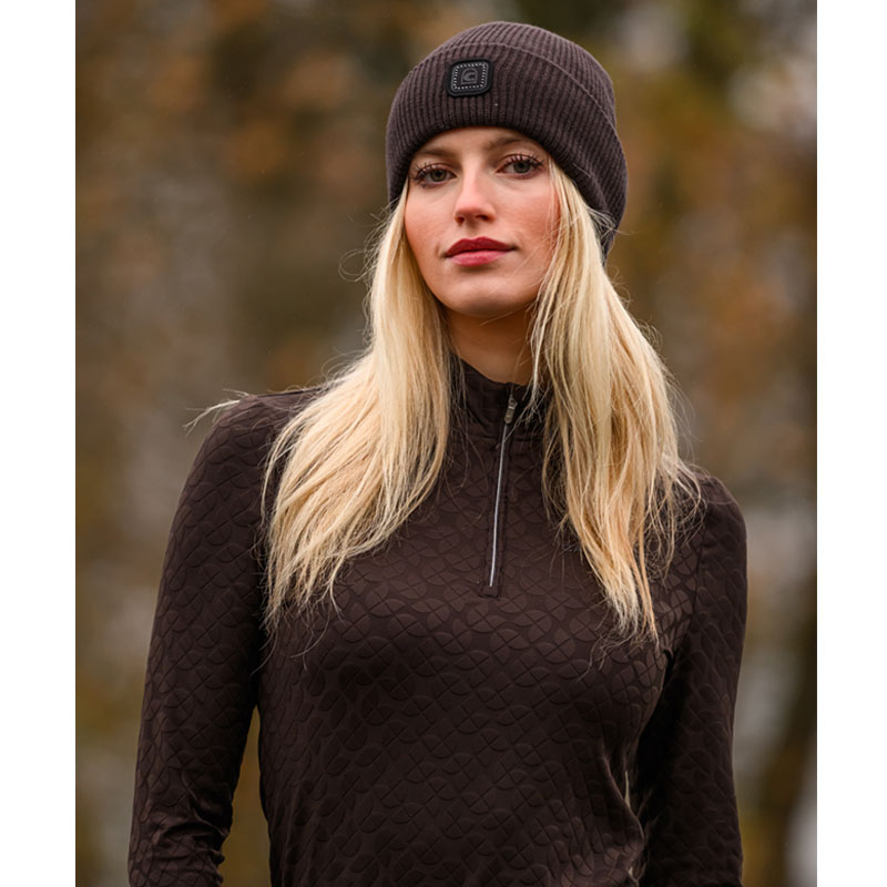 Cavaldarsha Damen Half Zip Langarmshirt Café Noir