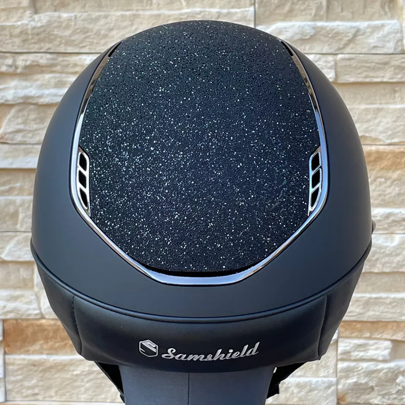 Samshield Reithelm Miss Shield 2.0 Shadowmatt Black - inkl. Inlay - Top & Frontalband Crystal Fabric Swarovski Black