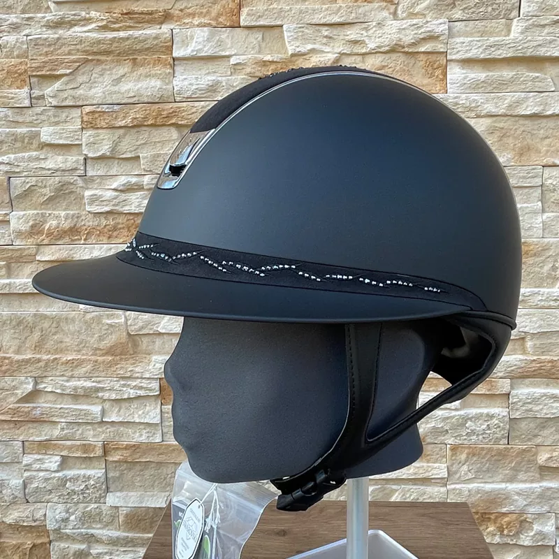 Samshield Reithelm Miss Shield 2.0 Shadowmatt Black - inkl. Inlay, Top & Frontalband Alcantara Flower Swarovski Black