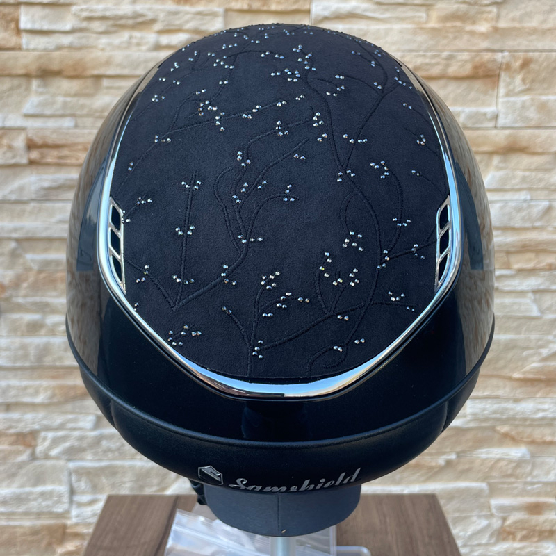 Samshield Reithelm Miss Shield 2.0 Shadow Glossy Black - inkl. Inlay - Top & Frontalband Crystal Leaf Black